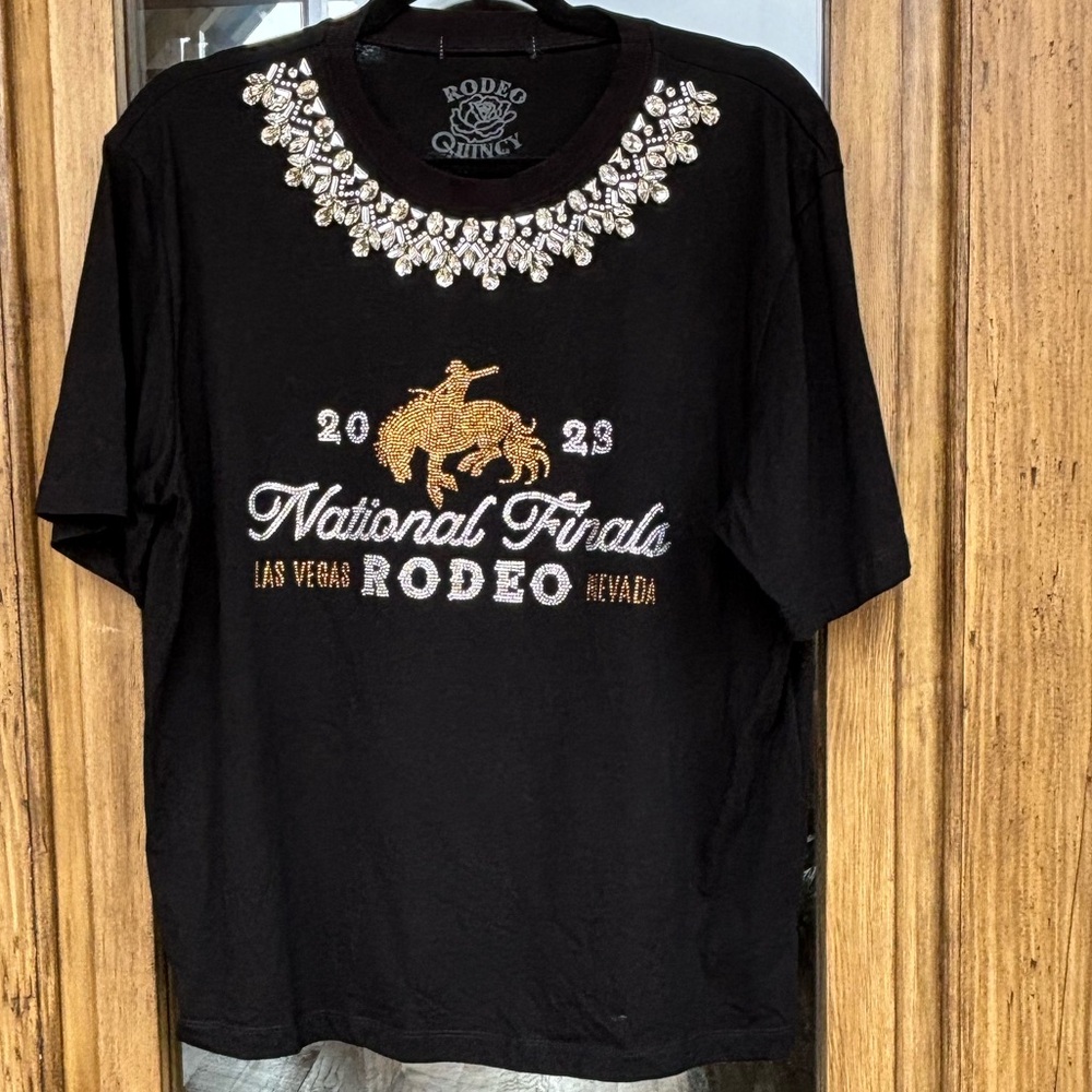 Rodeo Quincy NFR 2023 jewels and rhinestone black T-shirt size Large